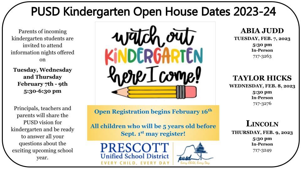 Kindergarten Open House 2023-2024 - Taylor Hicks Feb 8 